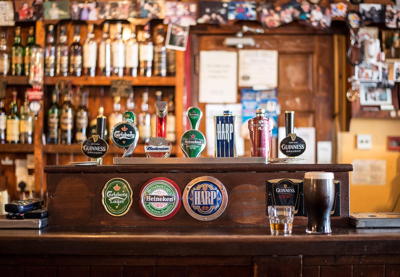 Beer taps at a bar in Ireland