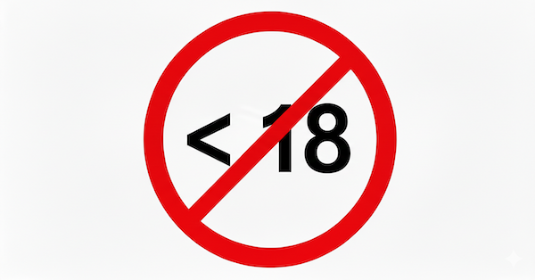 18+ minimum age symbol indicating the product is not for sale to minors