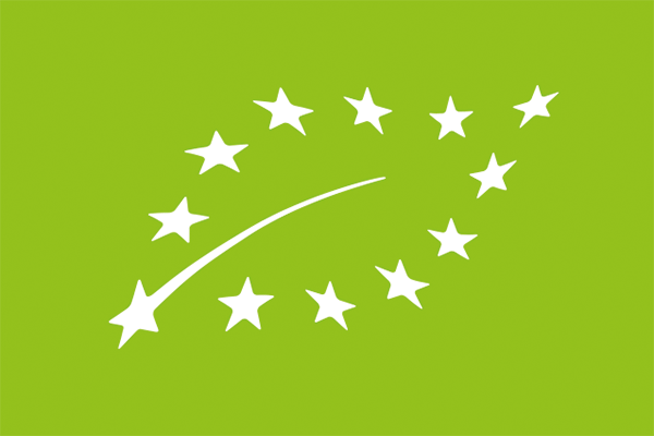 EU organic logo — a green leaf formed by white stars